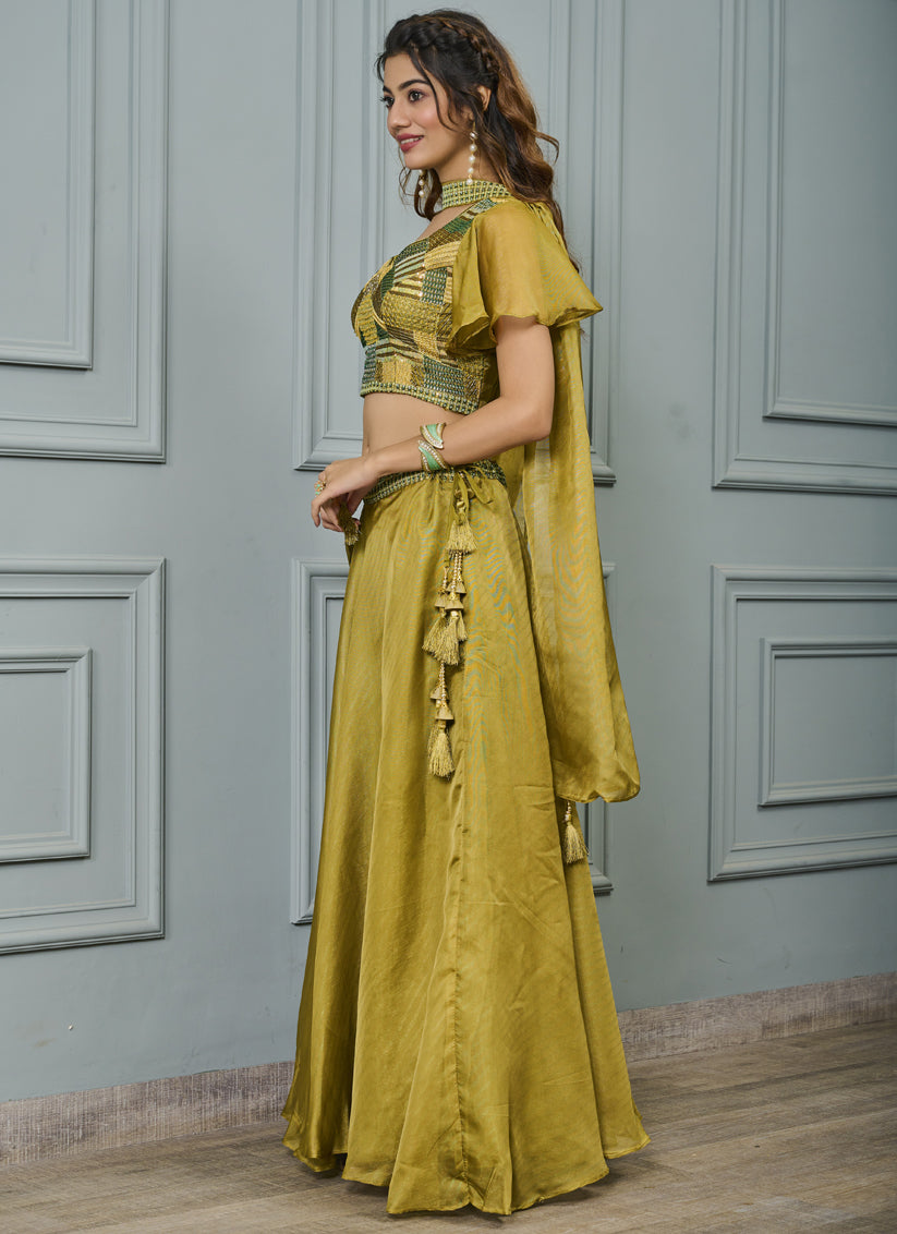 Mustard Yellow Designer Readymade Lehenga Choli Set