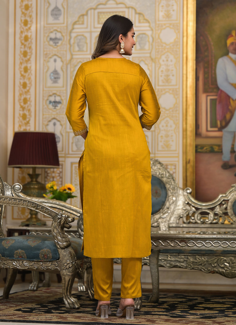Mustard Yellow festival Wear Pant Kameez Suit