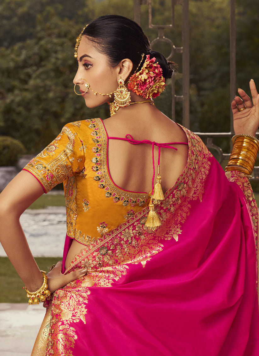 Multicolor Banarasi Silk Handwork Bridal Lehenga Choli Set