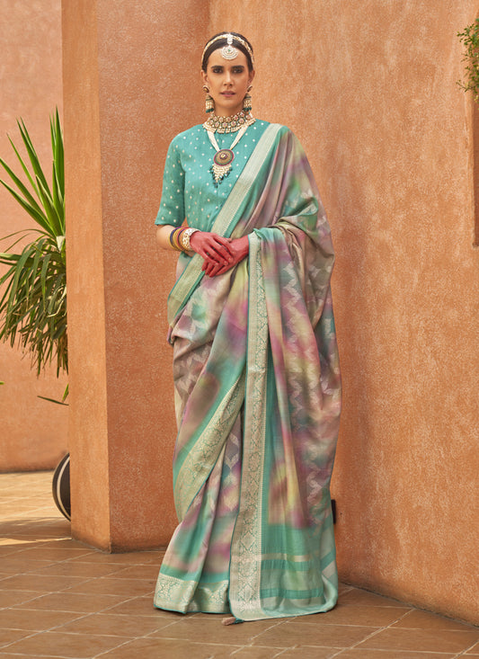 Multicolor Silk Embellished Festival Saree