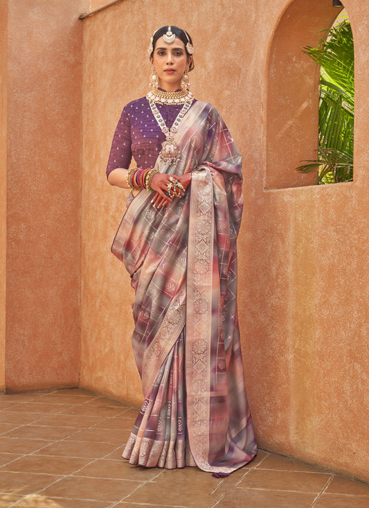 Multicolor Silk Embellished Festival Saree