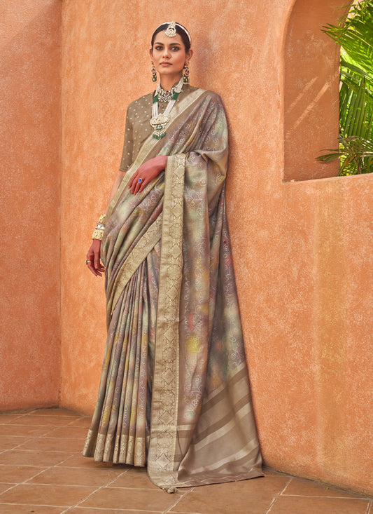 Multicolor Silk Embellished Festival Saree