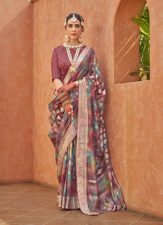 Multicolor Silk Embellished Festival Saree