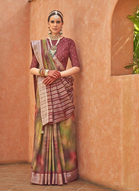 Multicolor Silk Embellished Festival Saree