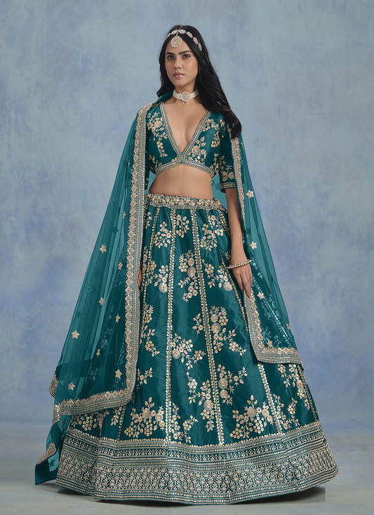 Morpich Art Silk Sequins Embroidered Lehenga Choli Set
