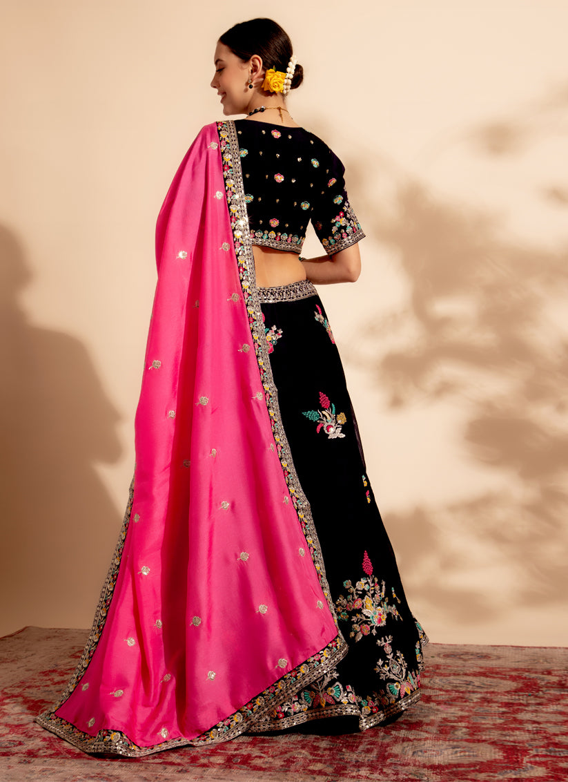 Eggplant Organza Embroidered Designer Lehenga Choli