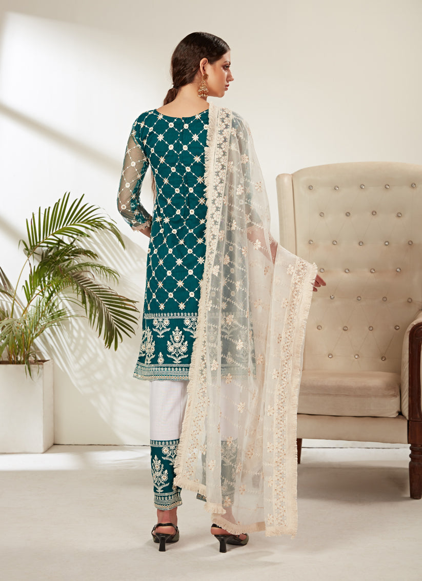 Morpich Net Embroidered Pant Kameez