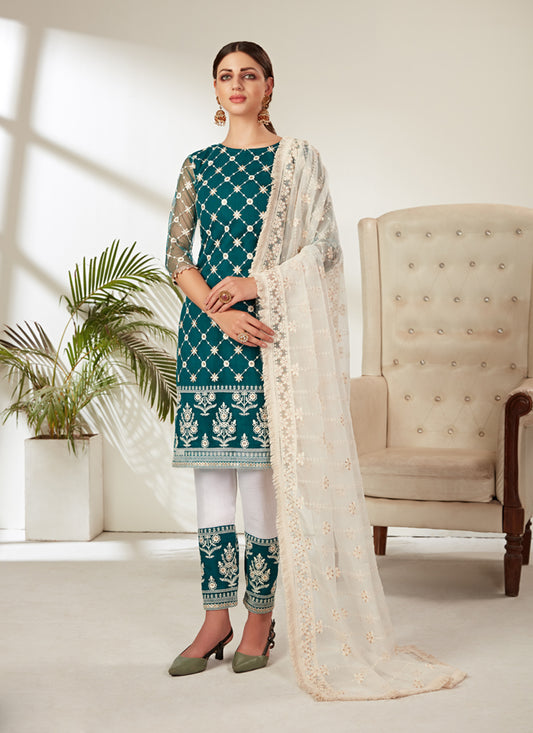 Morpich Net Embroidered Pant Kameez