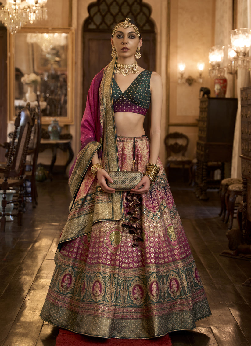 Multicolor Rajwadi Silk Embellished Lehenga Choli