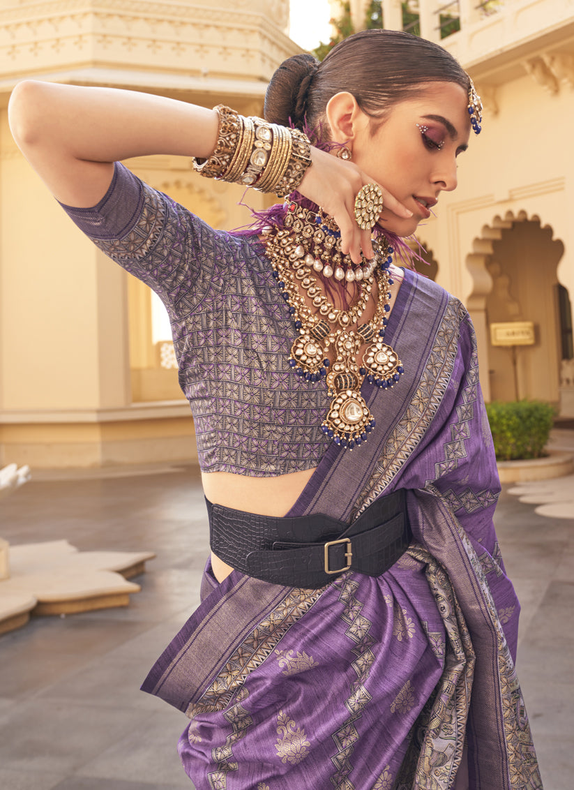 Purple Silk Saree for Festival