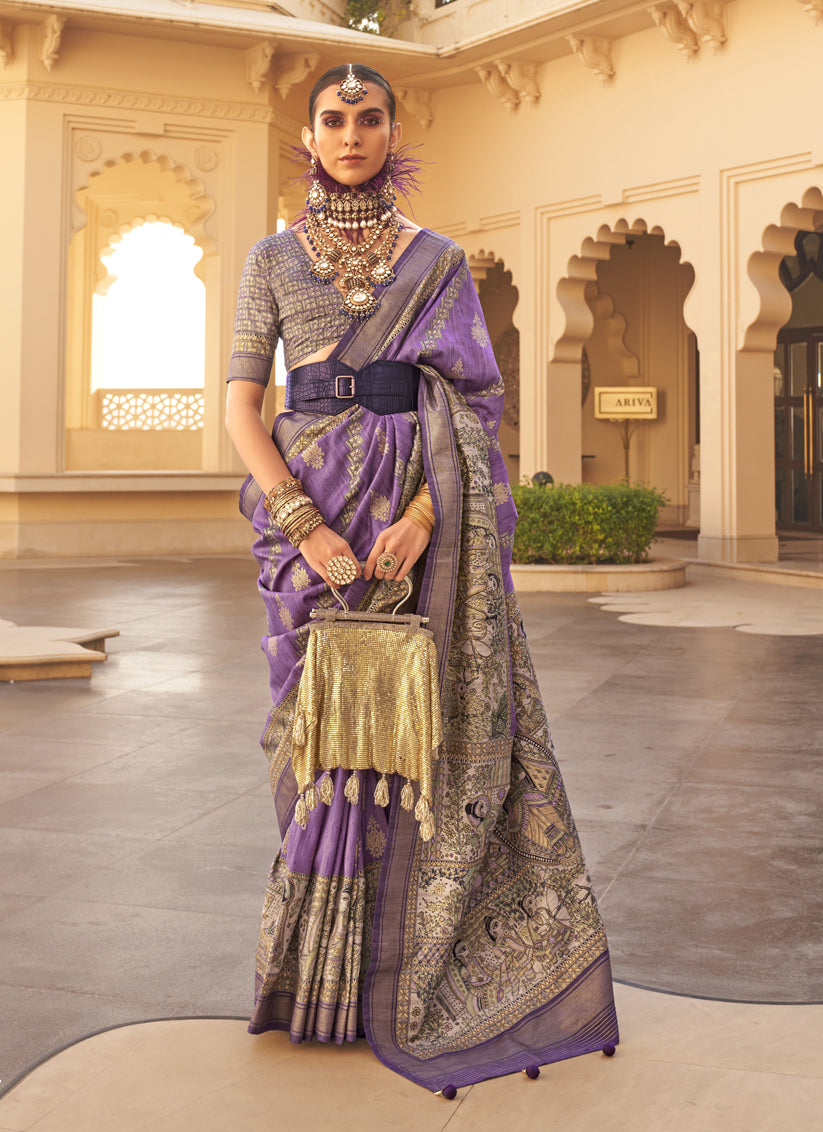 Purple Silk Saree for Festival