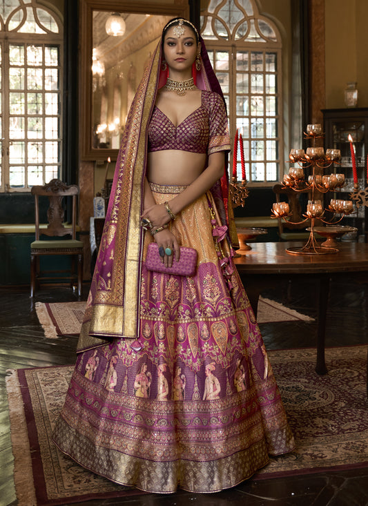 Multicolor Rajwadi Silk Embellished Lehenga Choli