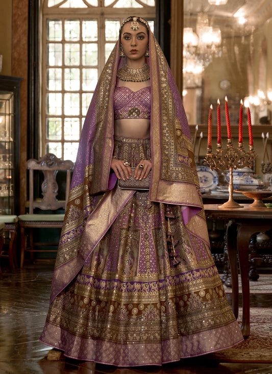 Multicolor Rajwadi Silk Embellished Lehenga Choli