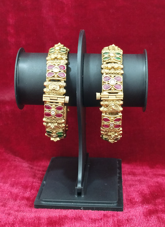 Gold Plated Fancy Bangles Set