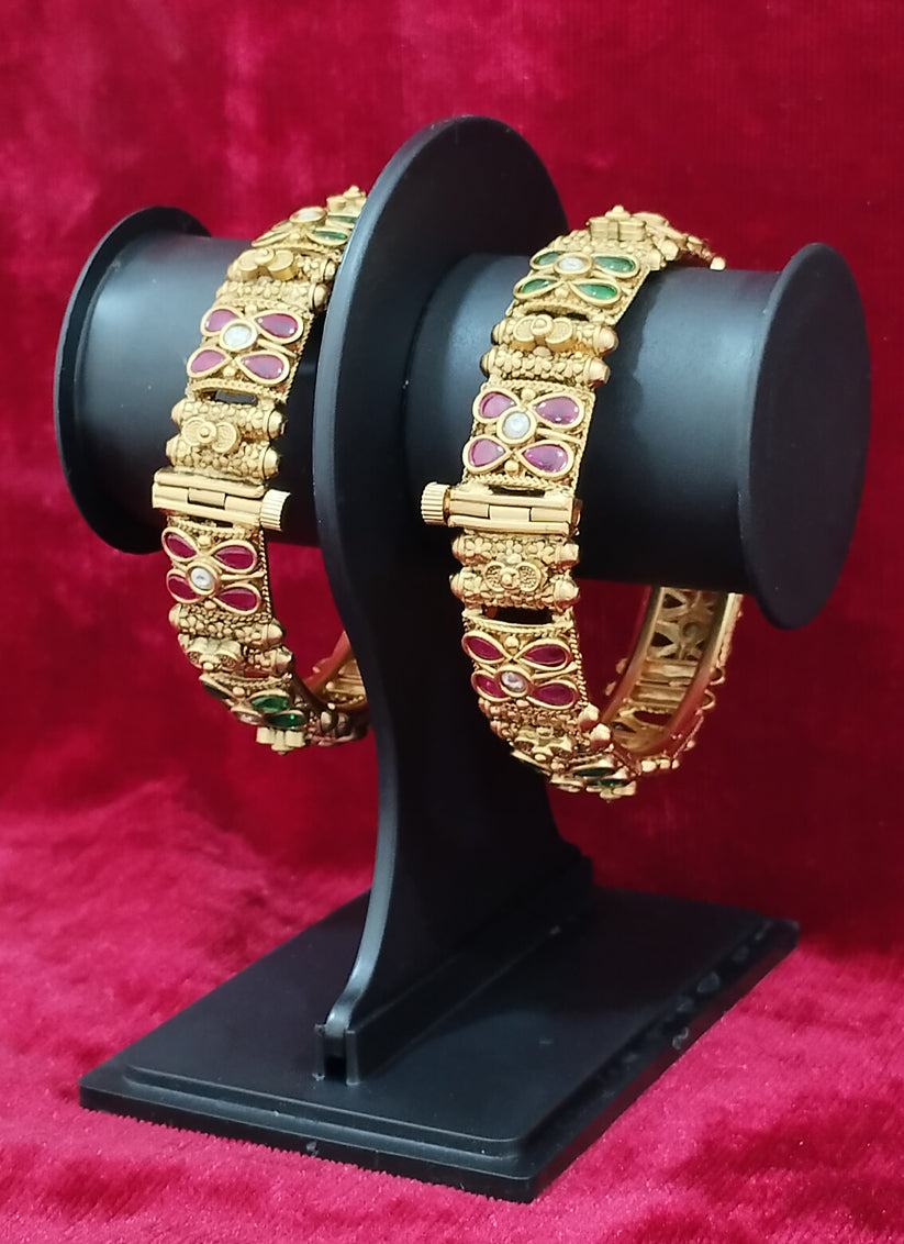 Gold Plated Fancy Bangles Set