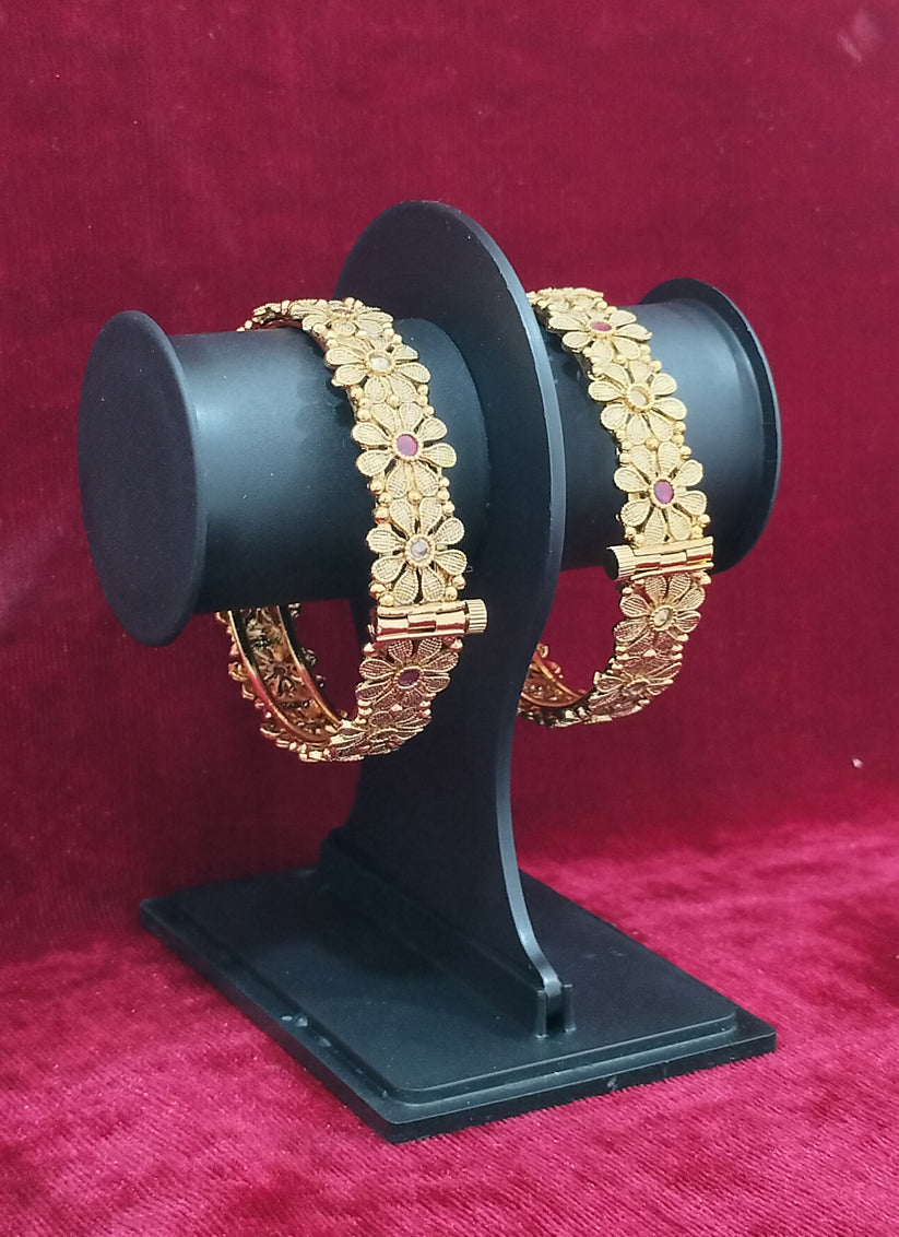 Gold Plated Fancy Bangles Set