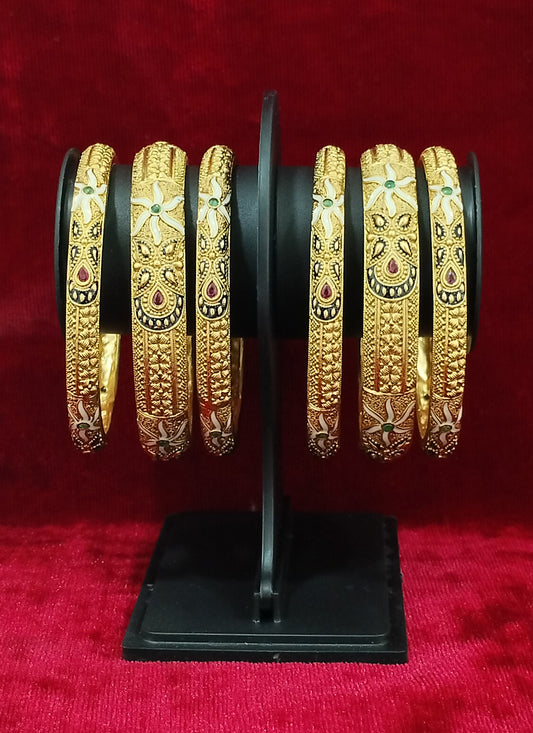 Gold Plated Meenakari 3 Bangles Set