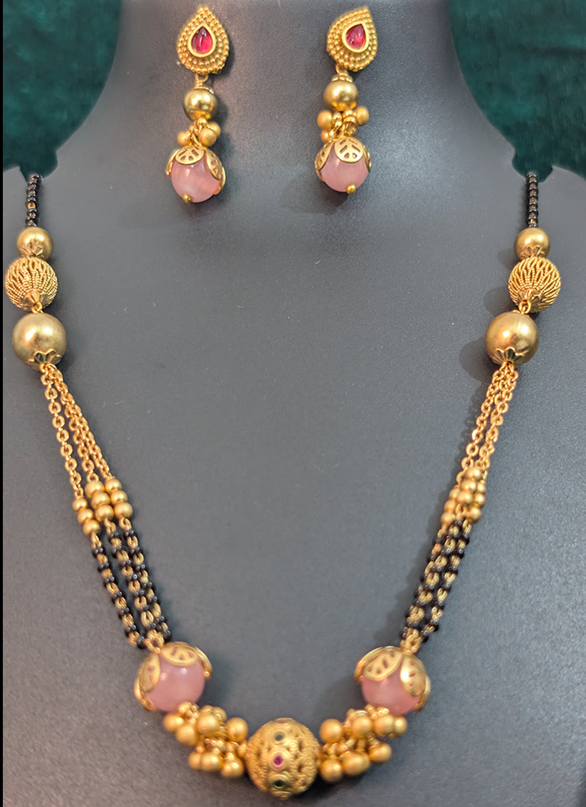 Elegant Gold Plated 3 String Nacklace Set