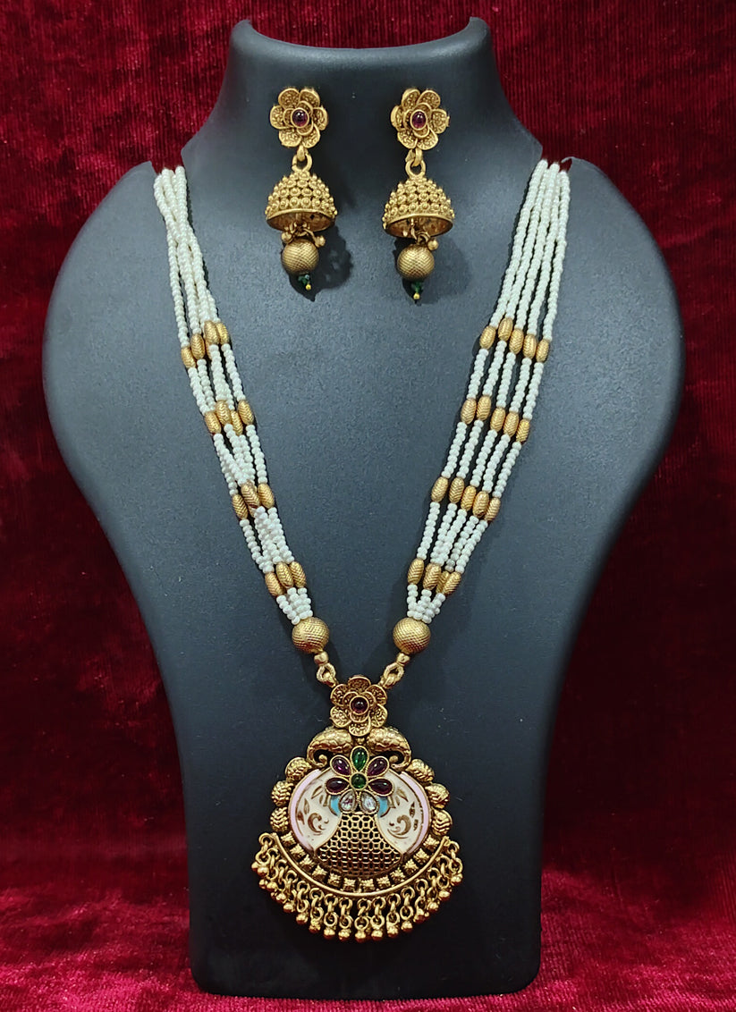 Gold Plated Meenakari Long Necklace Set