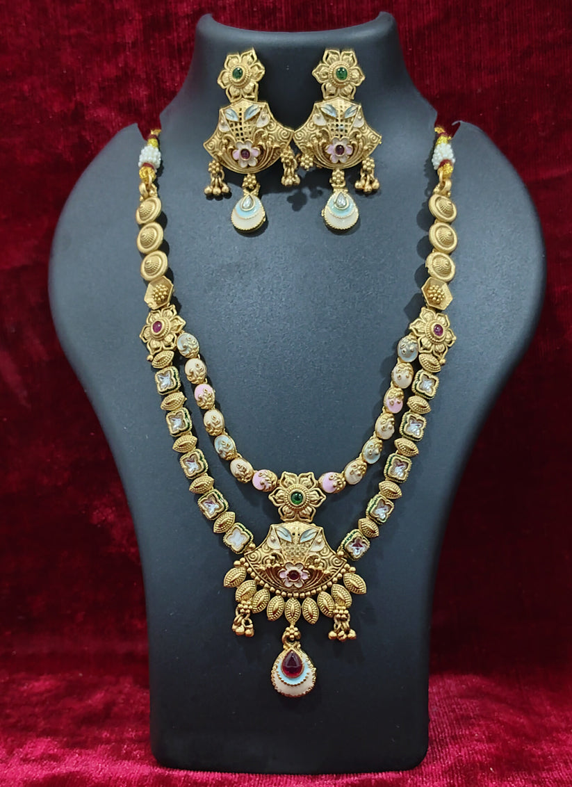 Gold Plated Meenakari Pendant Necklace set