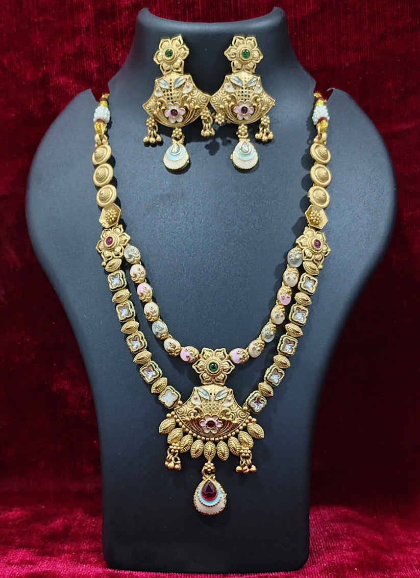 Gold Plated Meenakari Pendant Necklace set