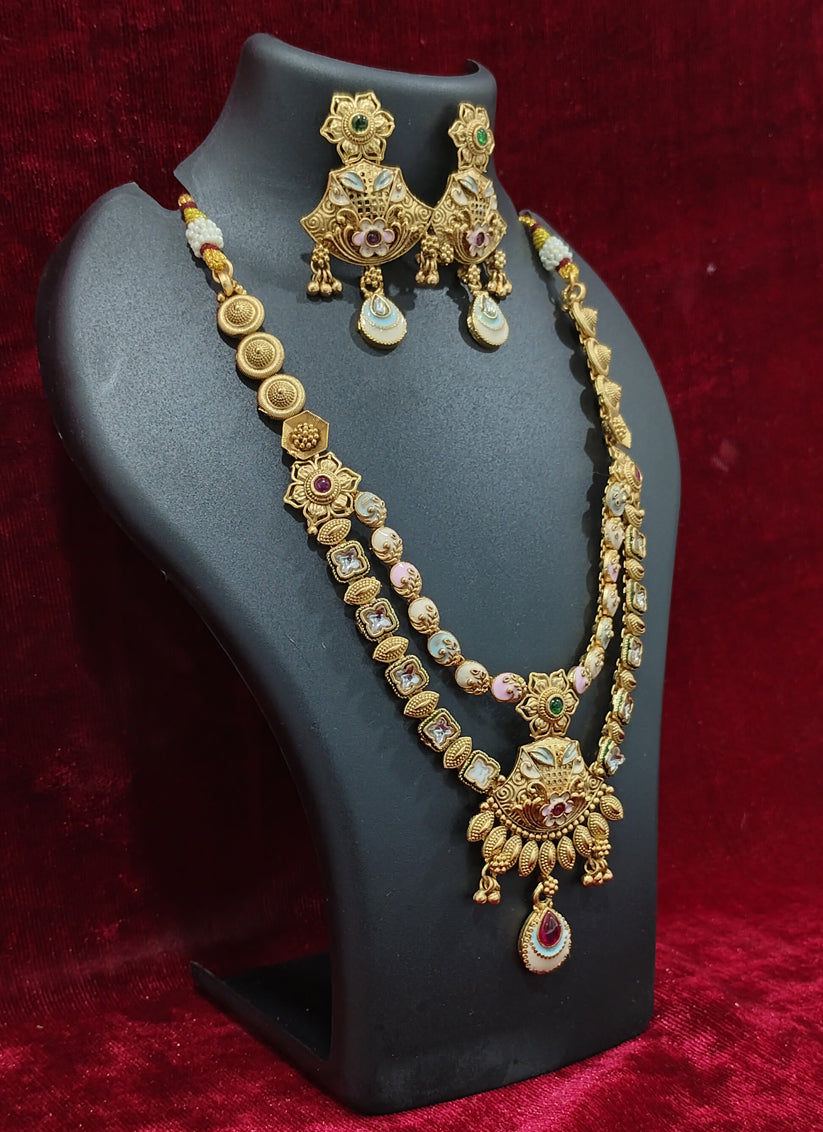 Gold Plated Meenakari Pendant Necklace set