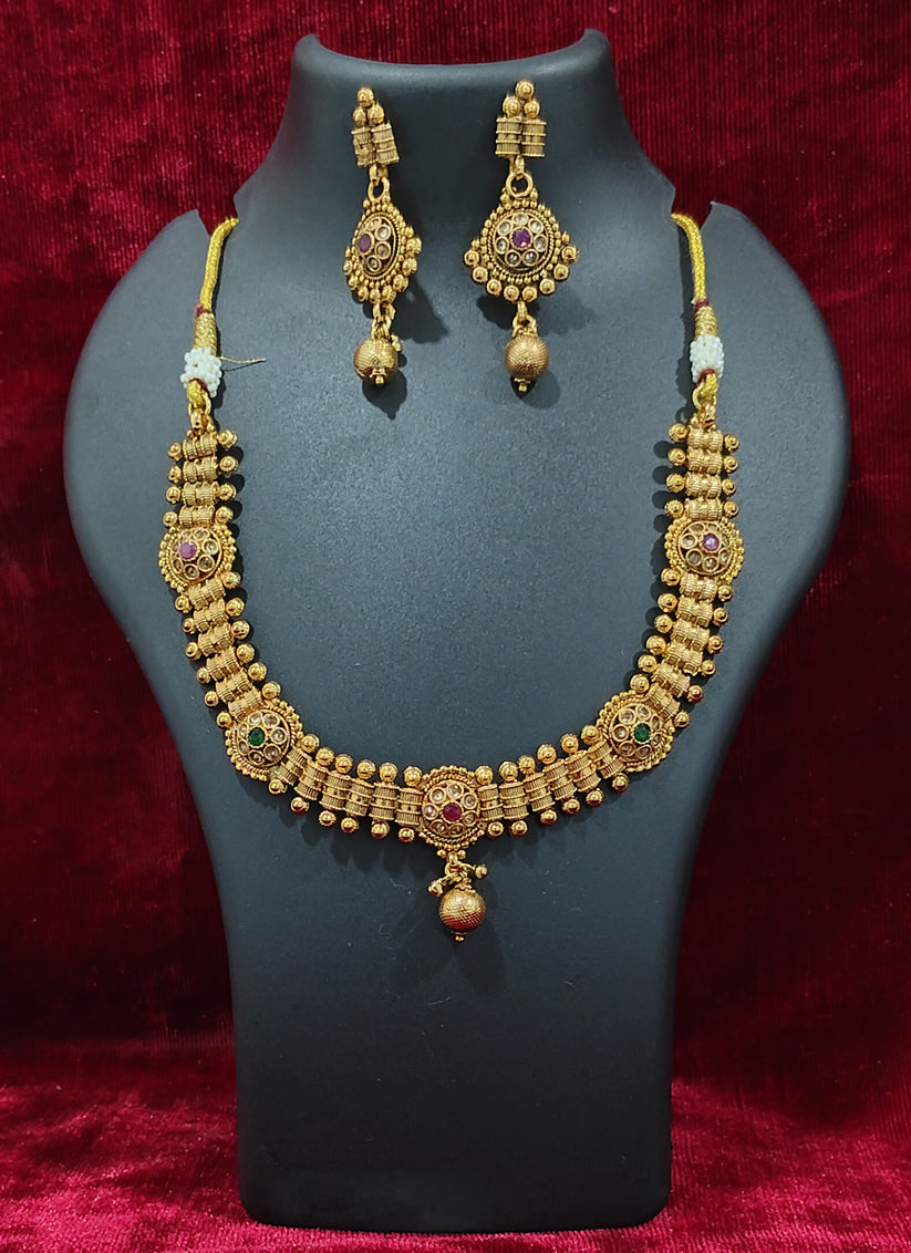 Javri Gold Plated Necklace Earring Set