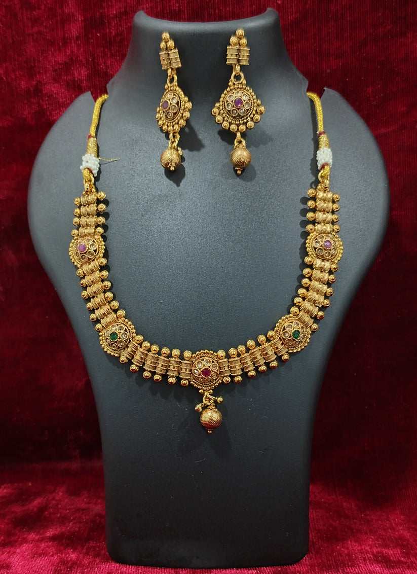 Javri Gold Plated Necklace Earring Set