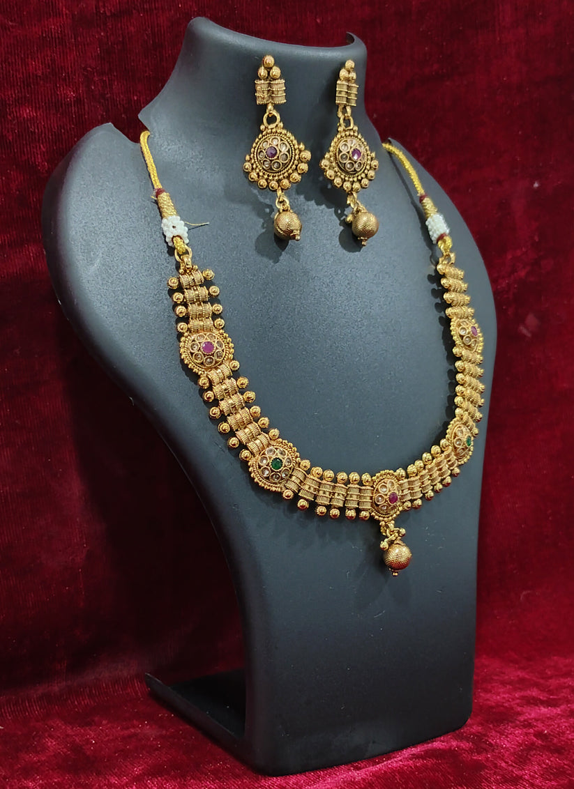 Javri Gold Plated Necklace Earring Set