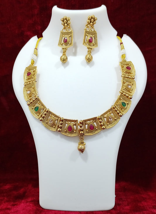 Gold Plated Stone Necklace Set