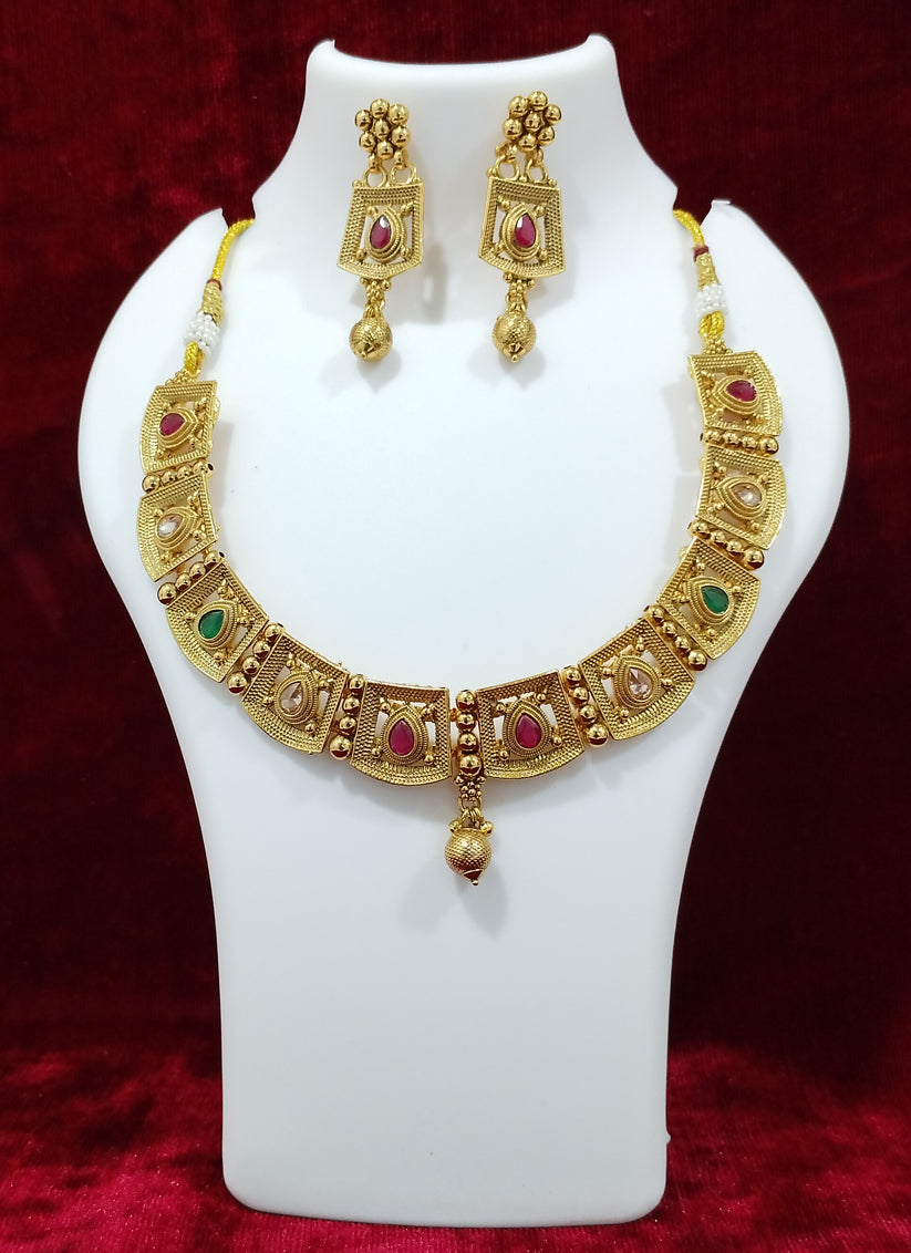 Gold Plated Stone Necklace Set