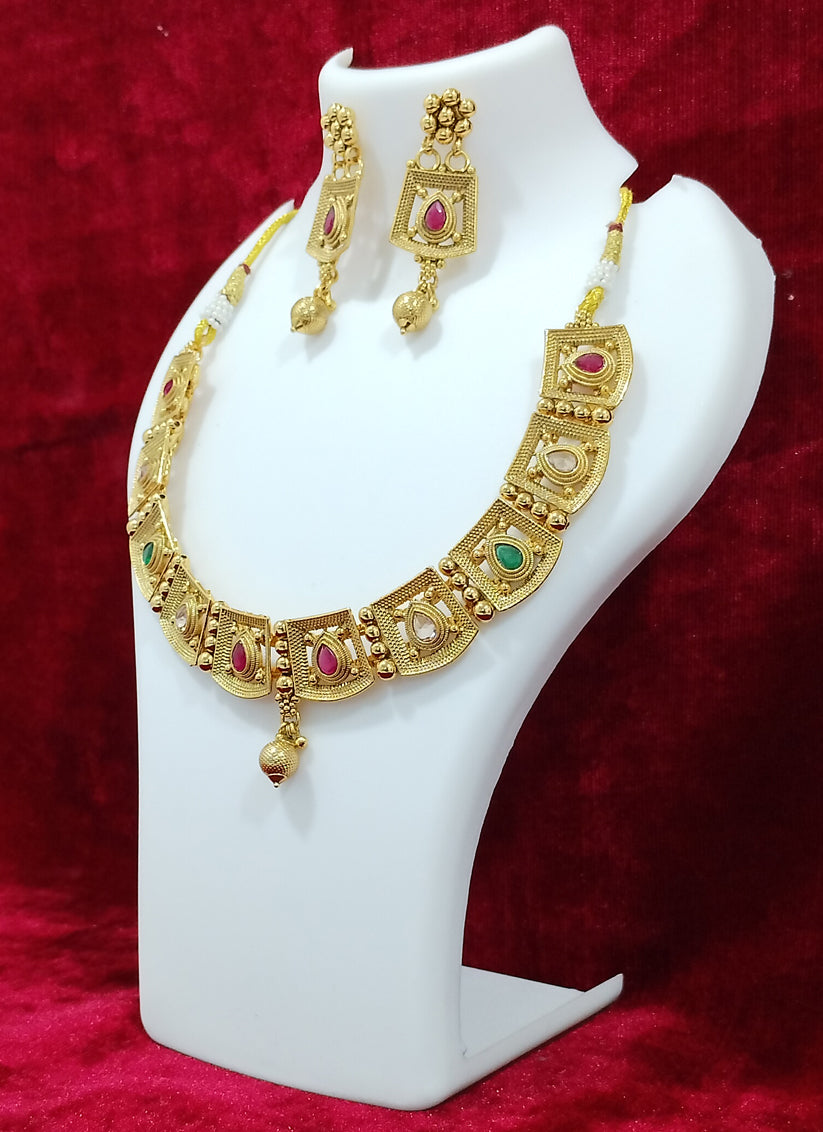 Gold Plated Stone Necklace Set