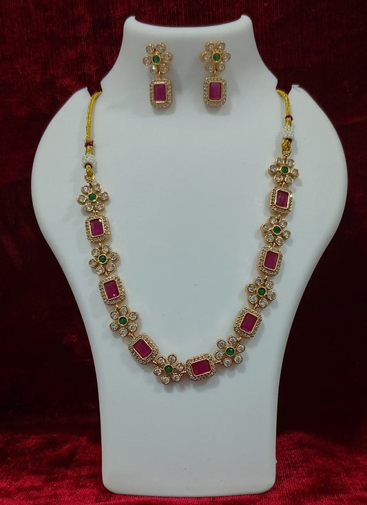 Multi Color AD Diamond Necklace Set