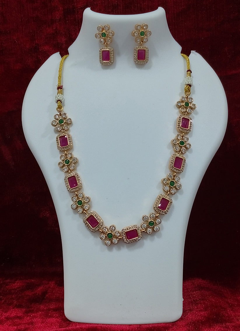 Multi Color AD Diamond Necklace Set