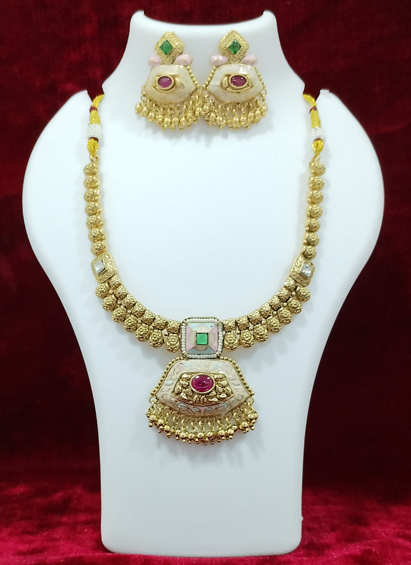 Gold Plated Meenakari Necklace Set