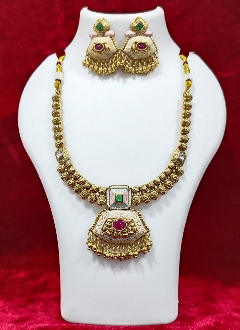 Gold Plated Meenakari Necklace Set