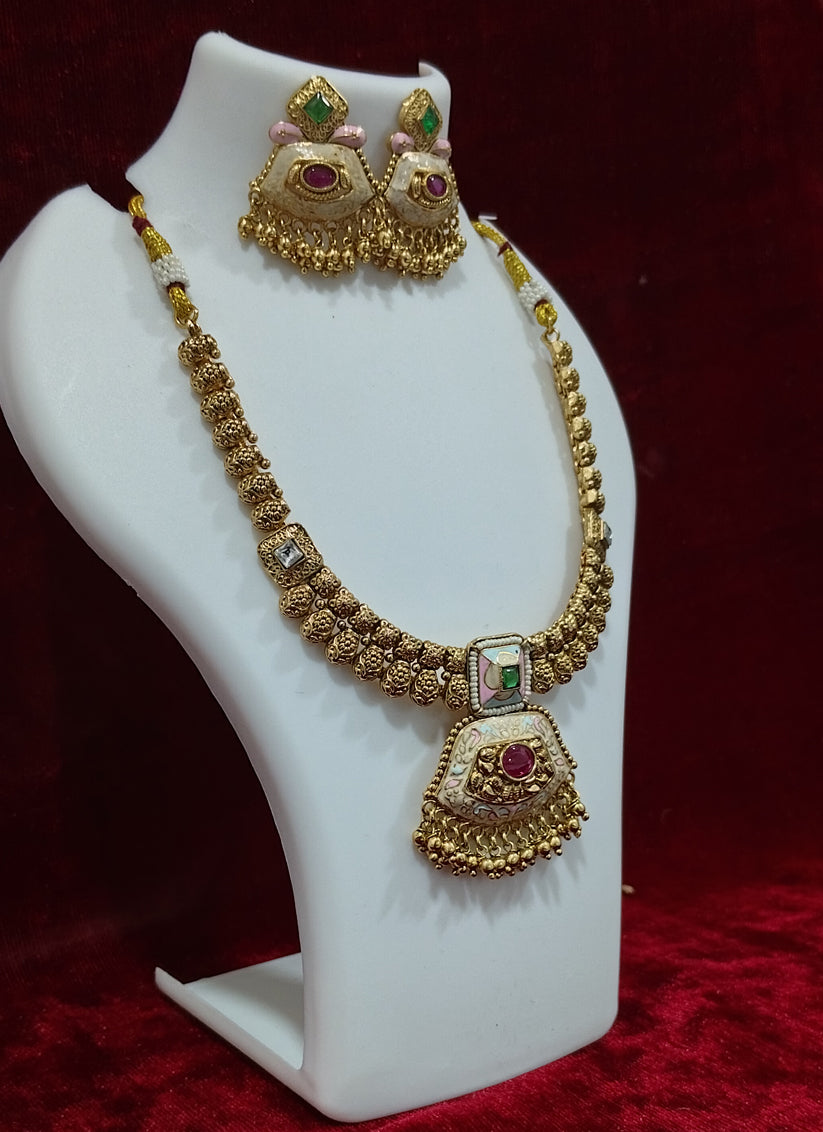 Gold Plated Meenakari Necklace Set