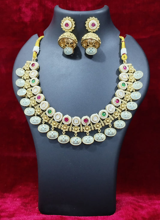 Multi Color MeenaKari Gram Necklace Set