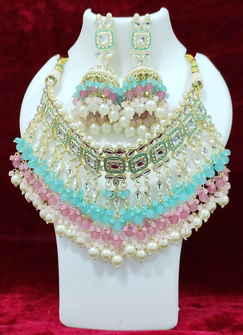 Multi Color Kundan Heavy Necklace Set