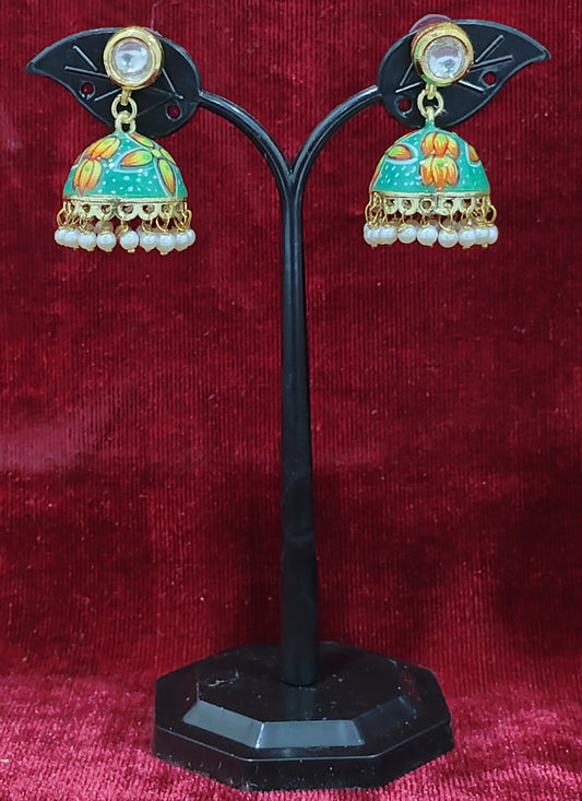 Sea Green Kundan Earrings