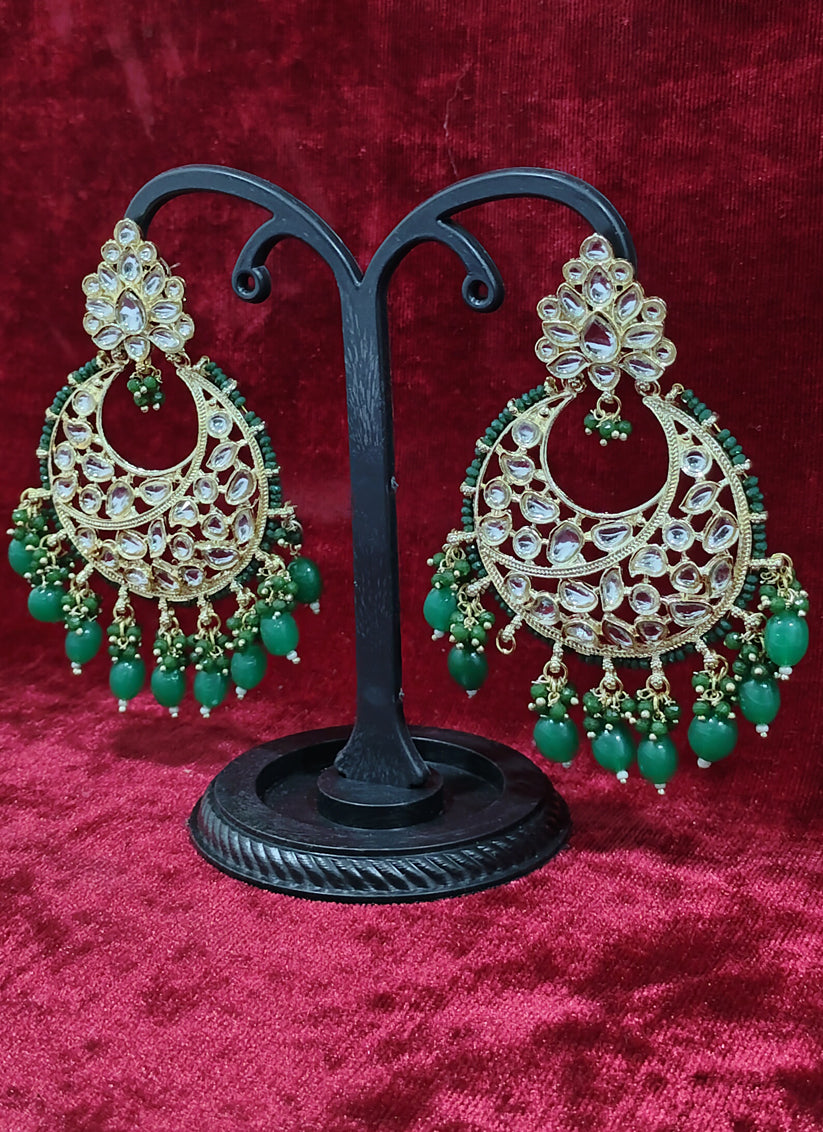 Rama Green Kundan Earrings