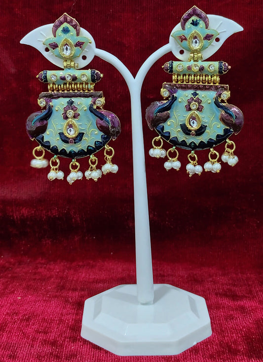 Multi Color Heavy Meenakari Kundan Earrings