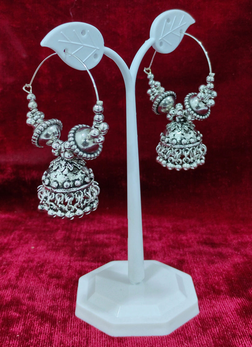 Silver Color Oxidised Heavy Earrings