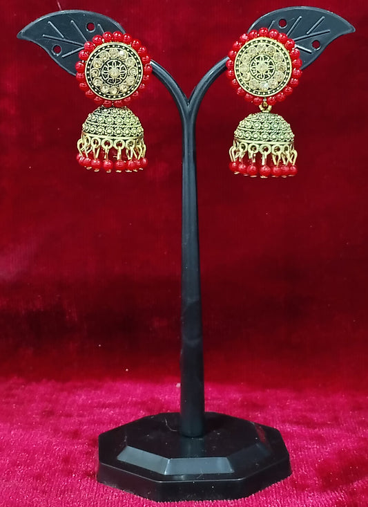 Red Oxidised Earrings