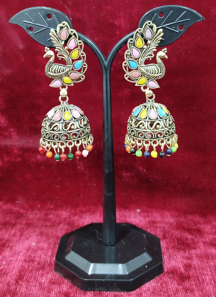 Multi Color Oxidised Earrings
