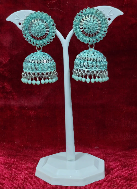 Turquoise Heavy Oxidised Earrings