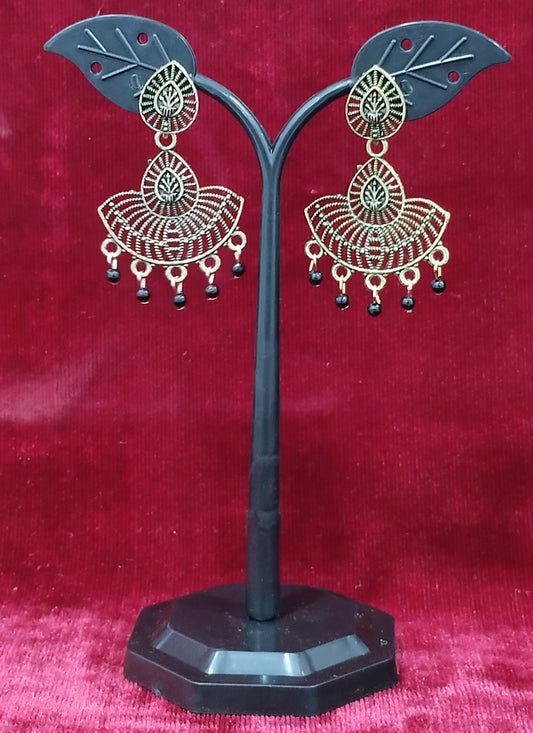 Golden Tone Oxidised Earrings