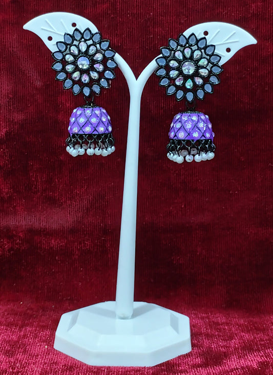 Purple Heavy Jhumka Earrings