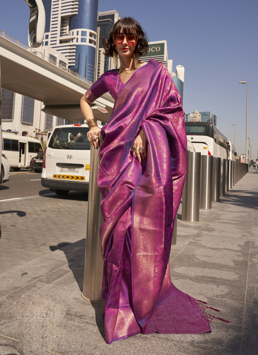 Magenta Handloom Weaving Work Saree for Festival