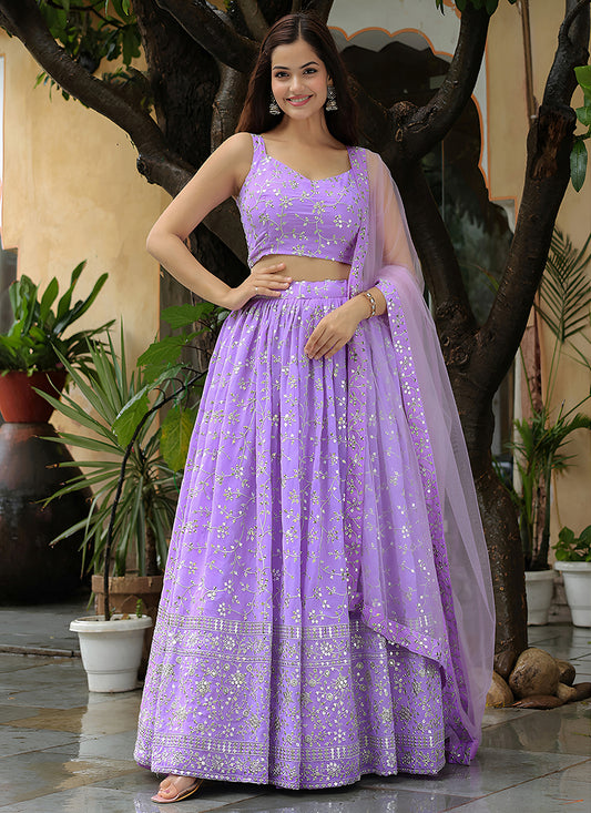 Lavender Heavy Lehenga Choli Set for Festival